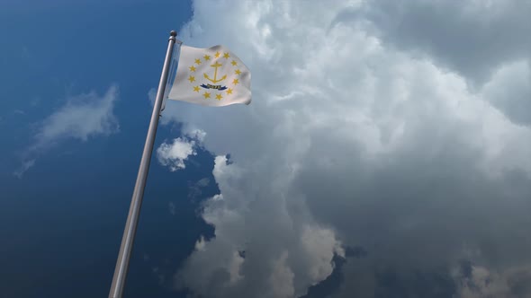 Rhode Island Flag Waving 4K