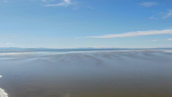 Stunning View of Great Salt Lake and Blue Sky Reflecting in the Water USA