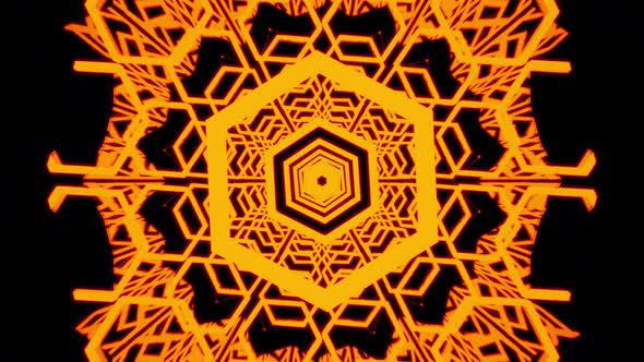 Vj Loop Of Golden And Orange Hexagon Mandala Abstract Background  4K