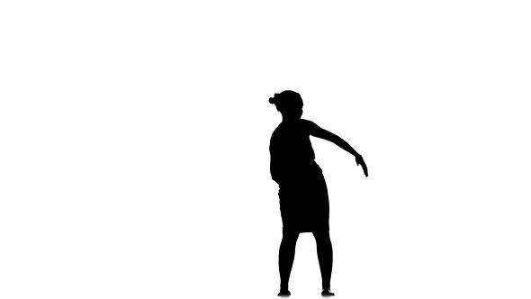 Slim Professional Dancer Woman Go on Dancing Social Latino Dance, on White, Silhouette