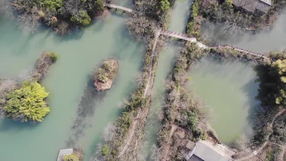 Aerial Photography Of Hangzhou Zhejiang Xixi Wetland Park River Port Pond Ship 