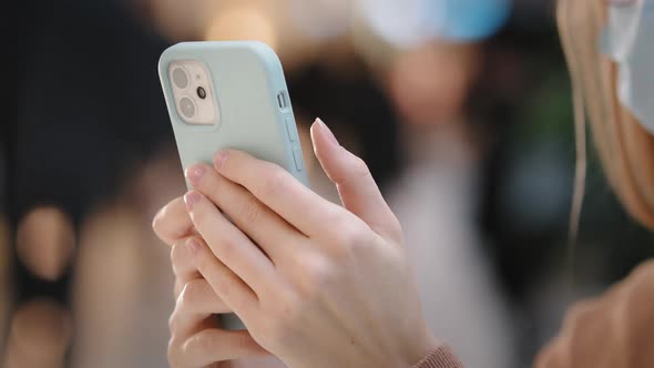 Closeup Female Hands Holding Smartphone