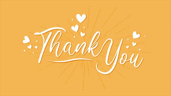 Thank you handwritten message on an orange pastel color background.