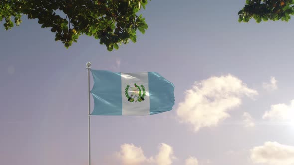Guatemala Flag With  Modern City 