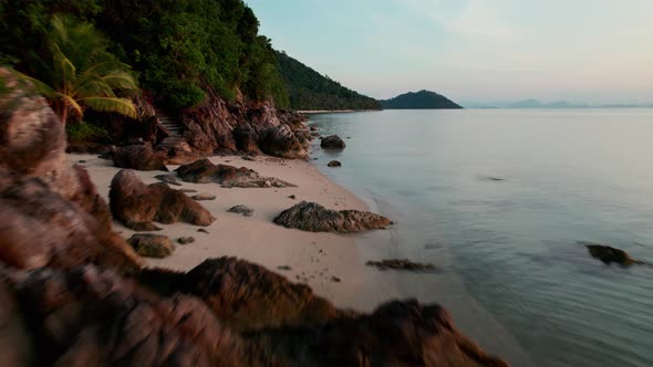 Beautiful exotic rocky shoreline in Lipa Noi, Koh Samui, Thailand