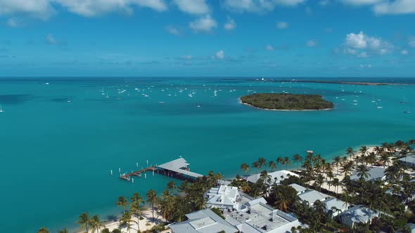 Paradise landscape of caribbean sea of Key West Florida United States.