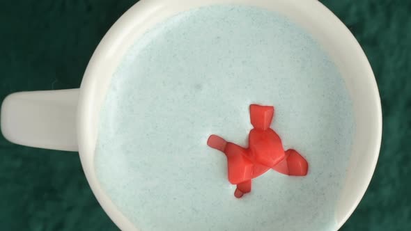 Ice cream spirulina powder view from the top