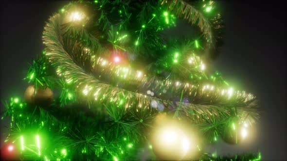 Joyful Studio Shot of a Christmas Tree with Colorful Lights