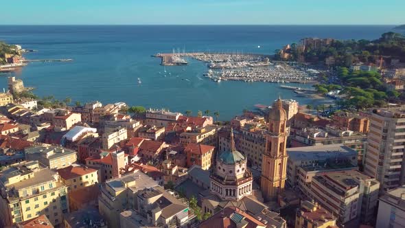 Aerial View of the Italian Riviera, Rapallo, Italy