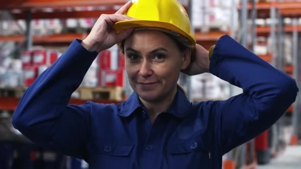 Female Warehouse Worker Smiling