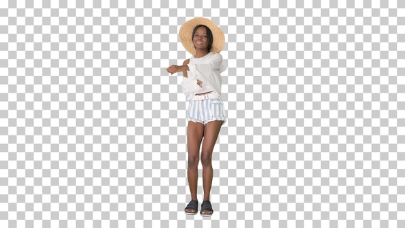 Afro girl dancing in summer outfit dancing, Alpha Channel