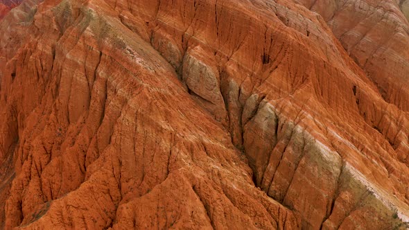 Aerial View of Desert Landscape in Kyrgyzstan at Sunset