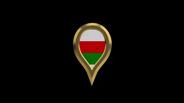 Oman 3D Rotating Location Gold Pin Icon