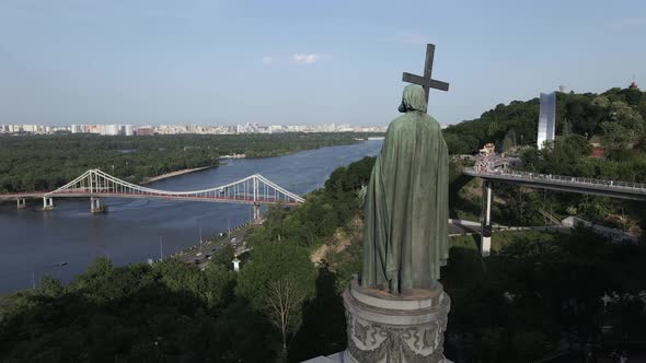 Kyiv, Ukraine: Monument To Volodymyr the Great. Aerial View
