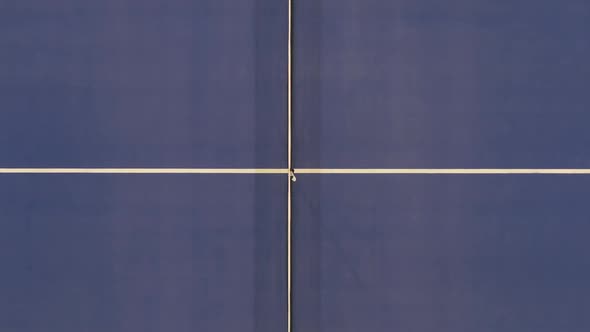 Top View of Two Confident Caucasian Professional Sportswomen Walking To Net After Big Tennis Game