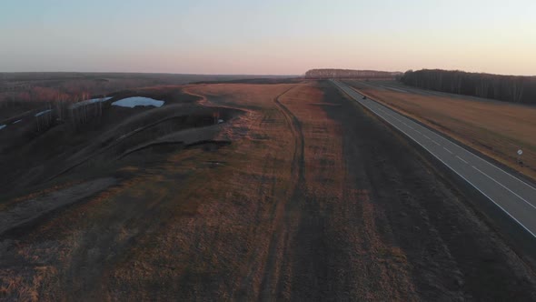 Aerial View of a Summer Road