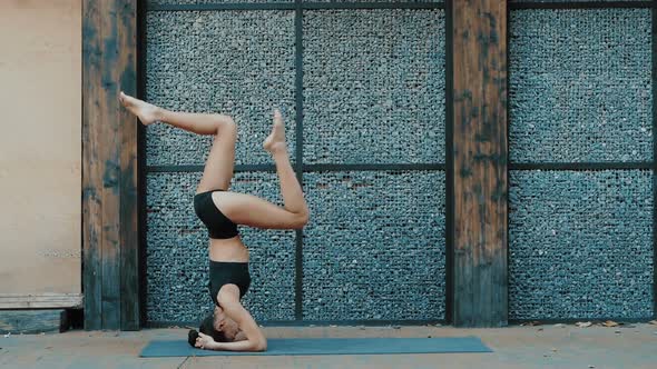 Young beautiful woman practicing yoga. Wellness concept. Calmness and relax, woman happiness. Toned