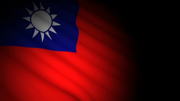 Taiwan Flag Blowing in Wind