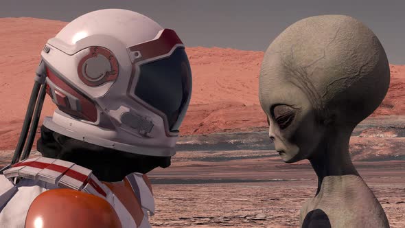 Astronaut Meets a Martian on Mars