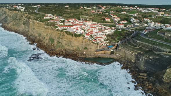 Aerial of Coastal Town Azenhas Do Mar in Portugal