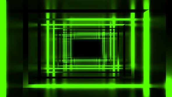 Green Neon Light Tunnel