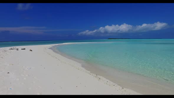 Aerial view nature of tropical lagoon beach lifestyle by blue lagoon with white sandy background of 