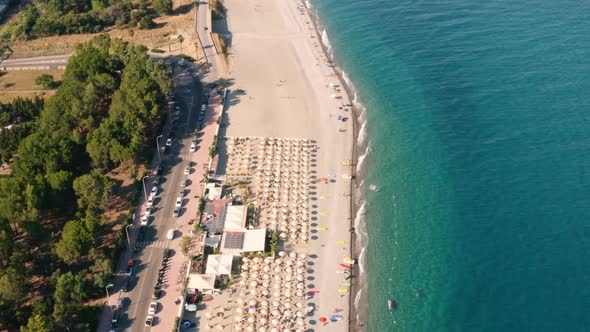 Aerial view of italian sand coastline