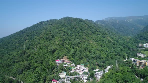 City of Rishikesh state of Uttarakhand in India seen from the sky