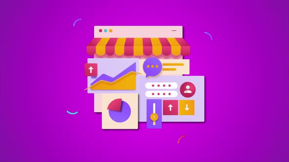 Digital Marketing For Ecommerce Business, Seo, Online Business.Shopping App And Website Animation