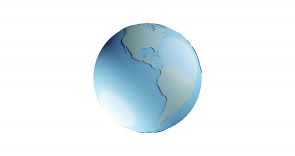 Globe Icon with Smooth Shadows and White Map of the Continents of the World