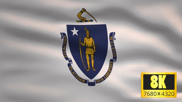 8K Massachusetts State Flag Background