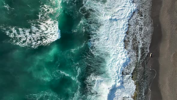 Sea waves in a storm aerial view 4 K