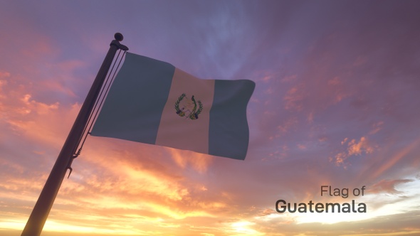 Guatemala Flag on a Flagpole V3