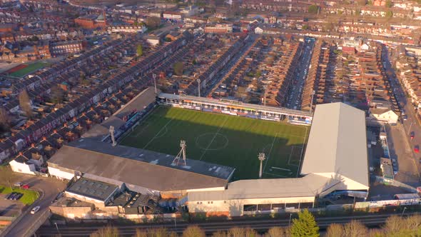 Luton Town Football Club Aerial View of Kenilworth Road Stadium at Sunset