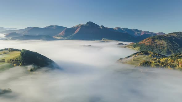 Aerial Foggy Autumn Mountains