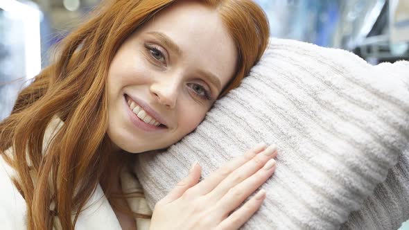 Adorable Charming Lady in Bathrobe Shopping Buy Towel