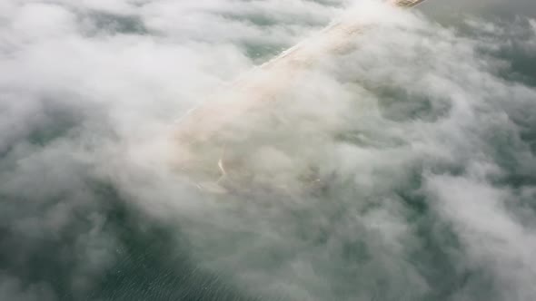 Aerial View of the Nazimov Sand Spit in Fog Russia