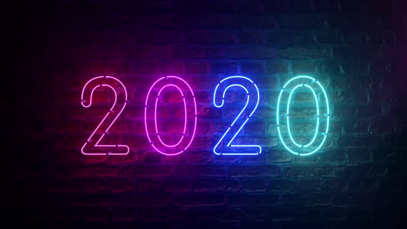 2020 Neon Sign Background New Year Concept