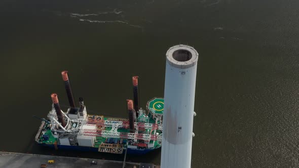 Aerial View of the Chimney of Esbjerg Power Station in Denmark