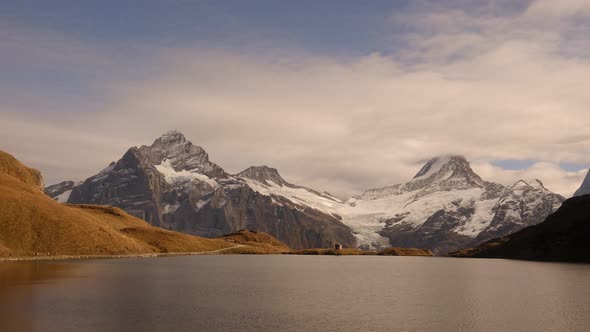 Picturesque View on Bachalpsee Lake in Swiss Alps Mountains