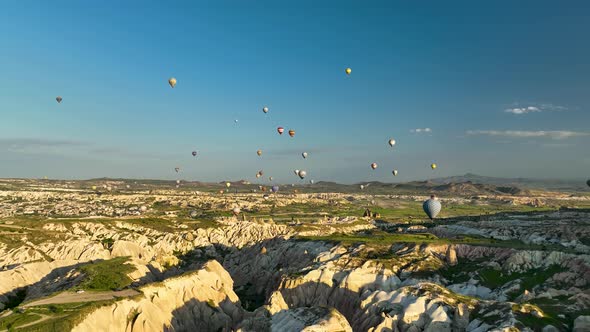 Aerial view Hot air baloons in Turkey 4 K