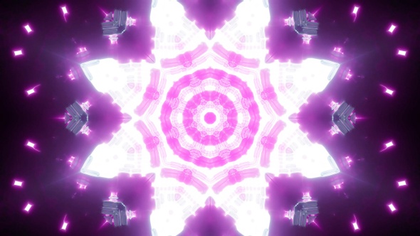 Flashing Neon Color Flower Shapes Light Background Loop 4K