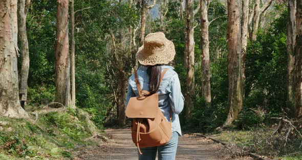 Young woman go hiking