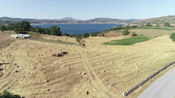 Tractor Plowing Field In Spring Season. Beginning Of Agricultural Spring Season