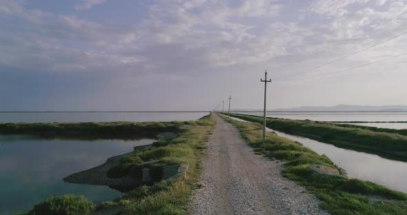 Pedestal Up Shot of the Artificial Salt Lakes in Vlore Albania