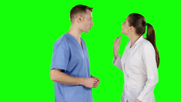 Dispute of Two Young Doctors. Green Screen