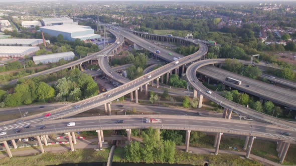 Vehicles Driving Navigating a Spaghetti Interchange Road System