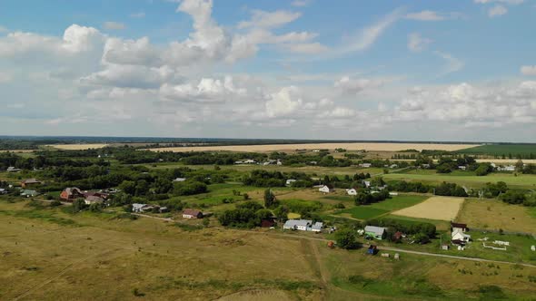 Rural Autumn Landscape From Height in Russia, Forward Movement