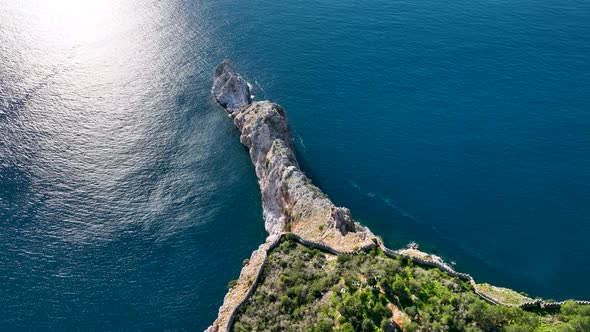 Old Fortress on the Mountain Aerial View 4 K