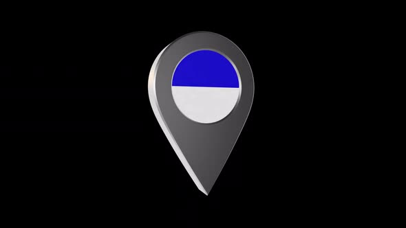 3d Animation Map Navigation Pointer With Flag Of Rheims(France) With Alpha Channel - 2K